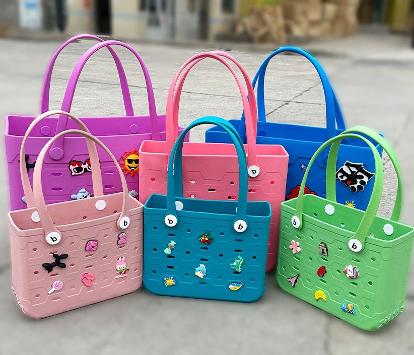 Wholesale 3 Sizes Hollow EVA Beach Tote Bag Waterproof Large Capacity Breathable Women Shopping Handbag Factory Supplier