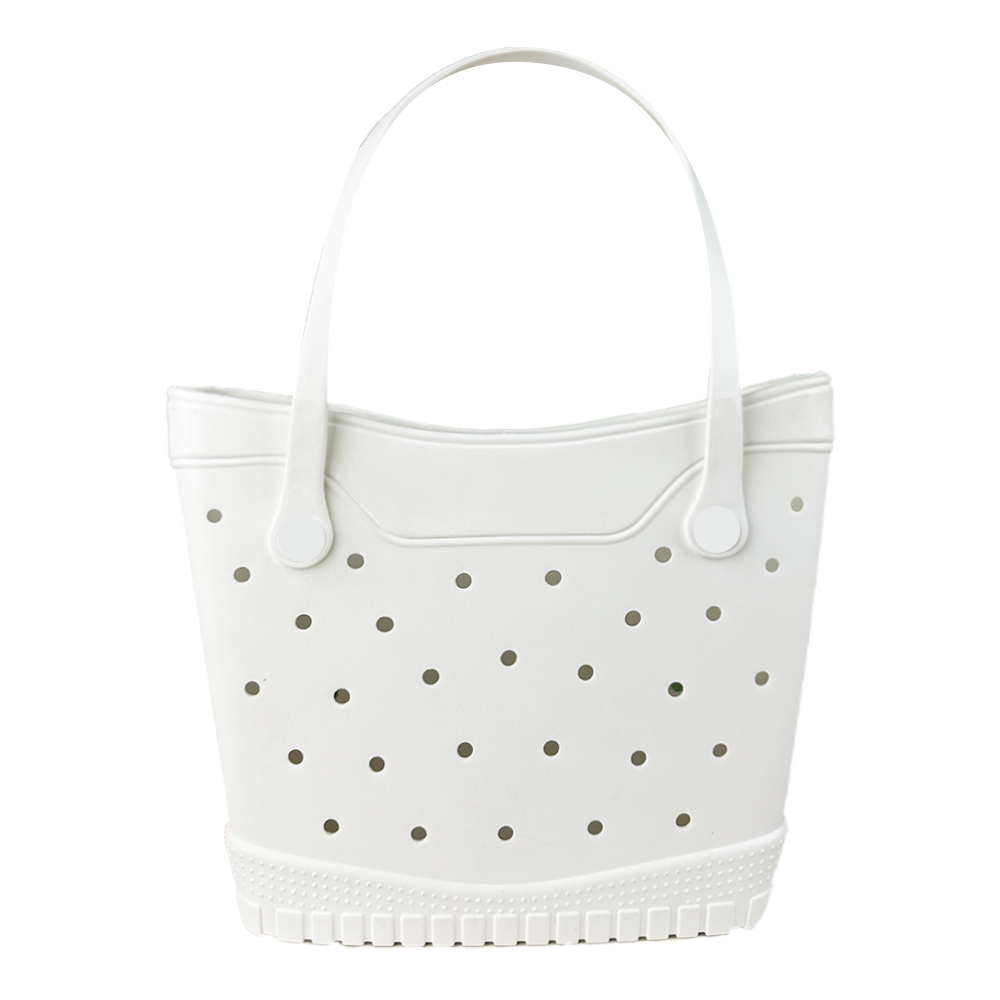 Wholesale Round Dot Hollow EVA Beach Tote Bag Non-Slip Textured Base Waterproof Portable Women Shopping Handbag Factory Supplier - Image 6