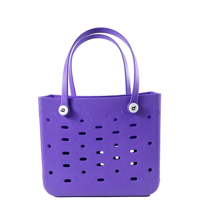 Wholesale Hollow Hole Design EVA Beach Tote Bag Waterproof Portable Women Shopping Handbag With Fixed Handle Factory Supplier - Image 3